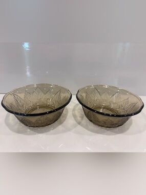 imported Indonesian pressed-glass berry or dessert bowls , Set Of 2